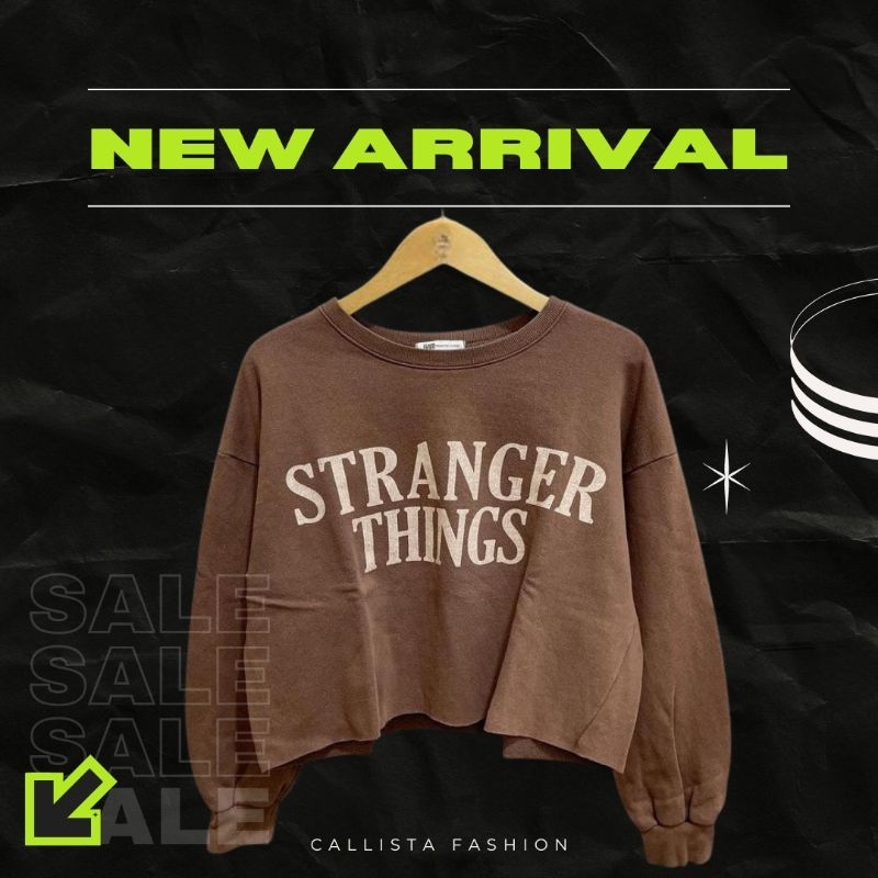 Sweater Crewneck Crop Top Wanita Croope