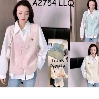 JIZEE-ATASAN WANITA-KEMEJA SET VEST ILLY
