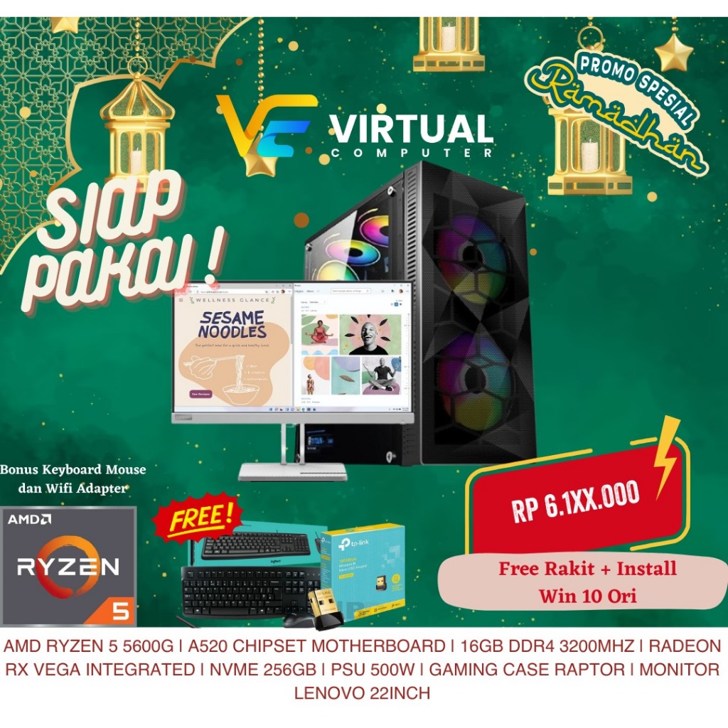 PC RAKITAN AMD RYZEN 5 5600G I 16GB DDR4 I RADEON RX VEGA INTEGRATED