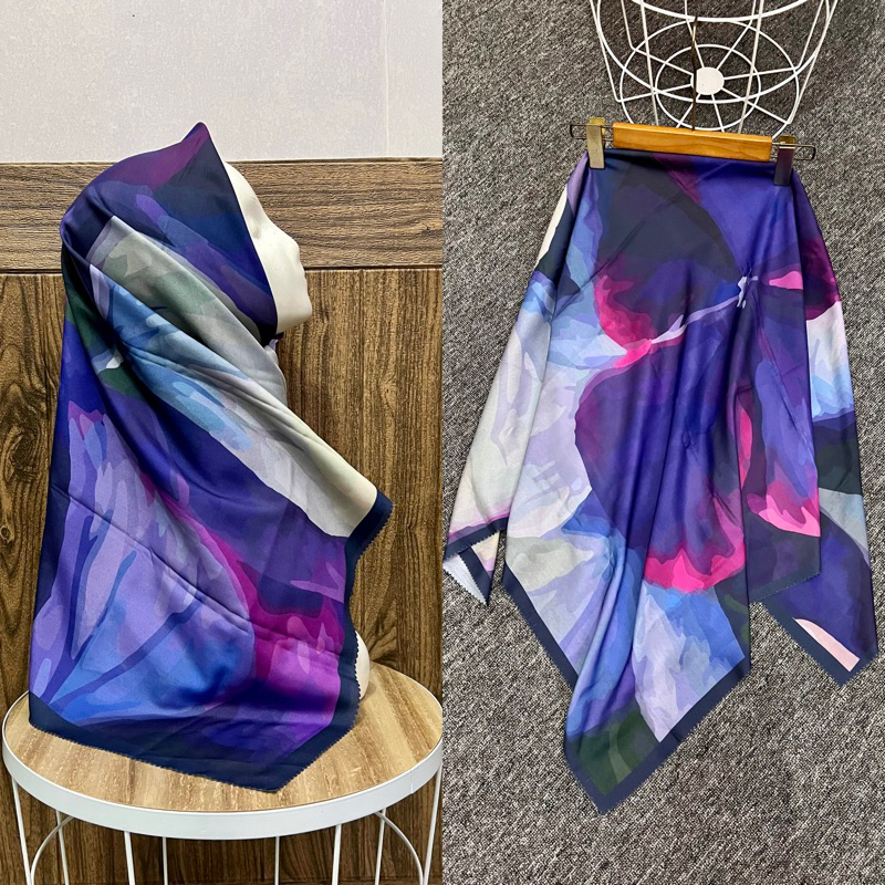 HIJAB VOAL MOTIF BUNGA UNGU/HIJAB VOAL MOTIF DENAY BUNGA SERIS KODE DH76