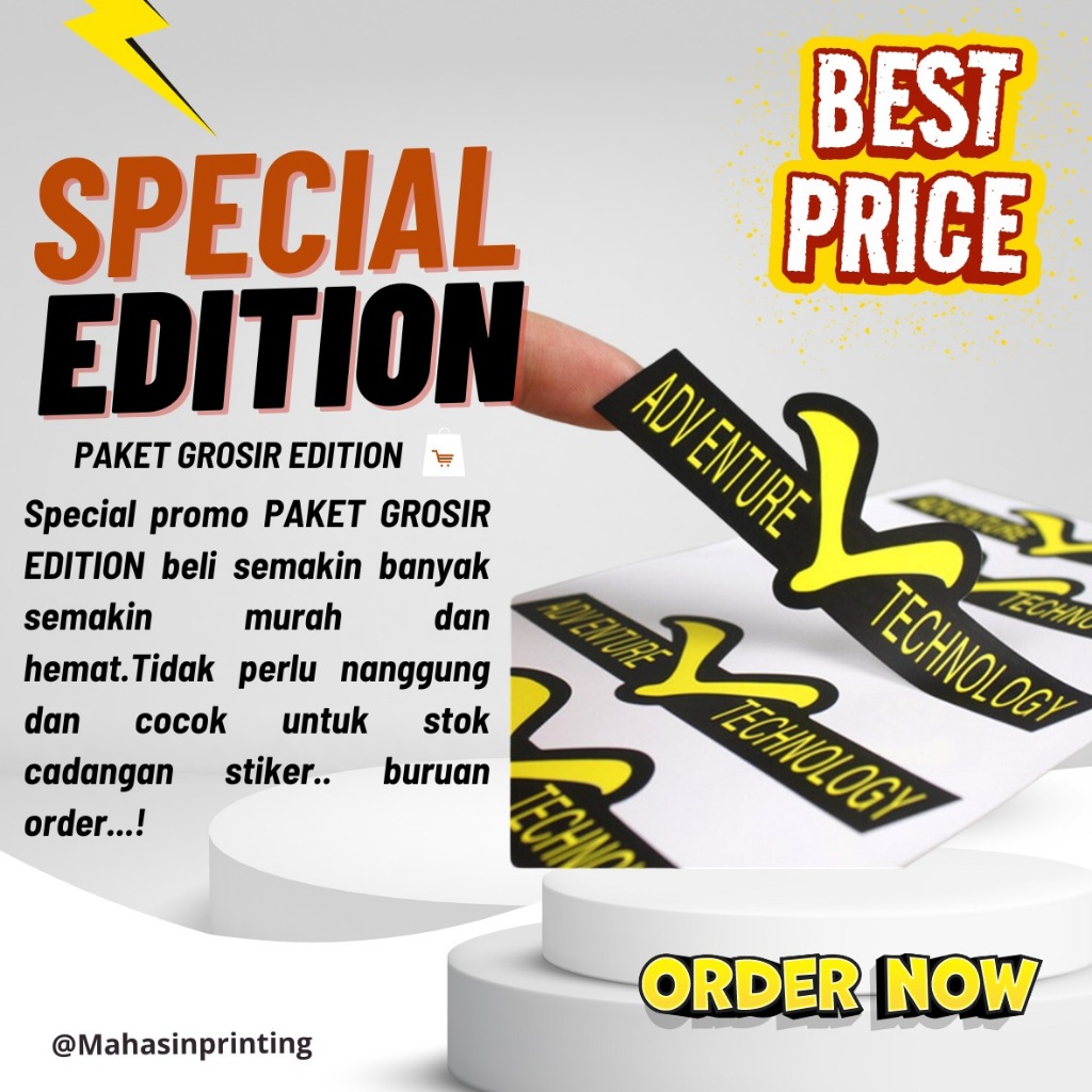 

PROMO CETAK LABEL PRODUK / STIKER A3 GROSIR EDITION MURAH MERIAH.. BELI SEMAKIN BANYAK SEMAKIN MURAH HARGANYA