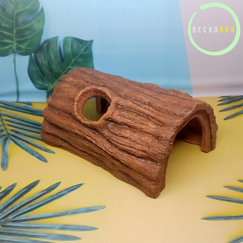 Hiding Cave Tempat Sembunyi Torto Sulcata Reptil Gecko Terowongan Kayu