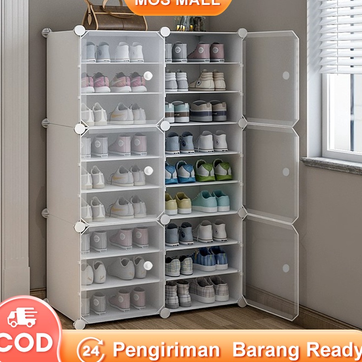 Yang Terbaik Rak Sepatu Tertutup Anti Debu Rak Sepatu 8 Susun Plastik Lemari Sepatu Rak Sepatu Aesth