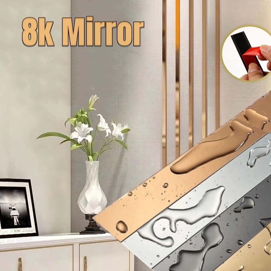 Telah Hadir 3M List Plat Strip Mirror Wall Sticker Stainless Sticker  Stiker Dekorasi Lantai  Pembat