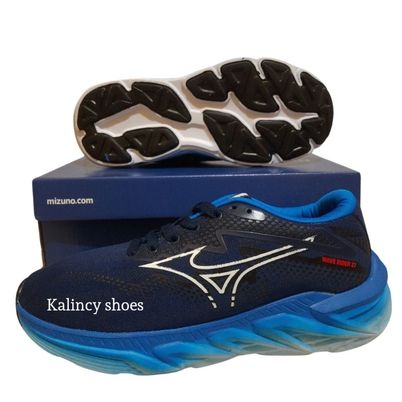 SEPATU RUNNING MIZUNO WAVE RIDER 27 NAVY BLUE RUNNING SHOES