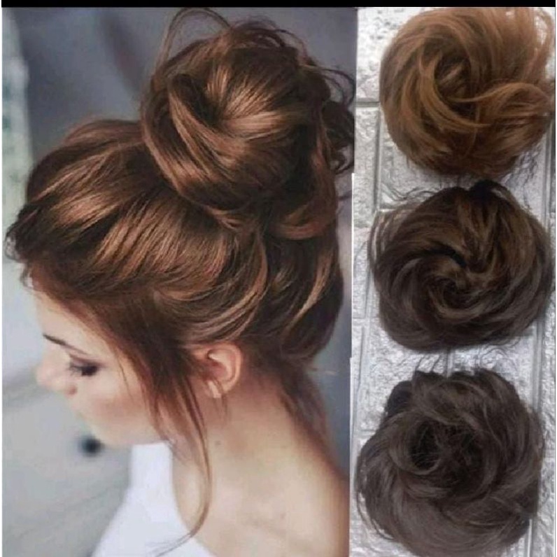 BIG SALE IKAT RAMBUT WIG RAMBUT PALSU KONDE CEPOL RAMBUT BERVOLUME UNTUK PESTA KARET RAMBUT PALSU WI