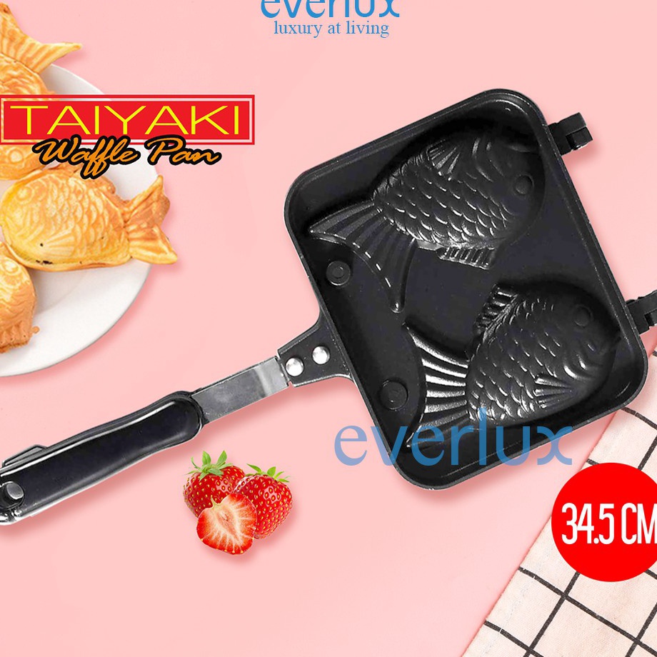 Cetakan Kue Bungeopppang TAIYAKI WAFFLE MAKER GHC55 Anti lengket Loyang Wafel pan bentuk 2 ikan g Pr