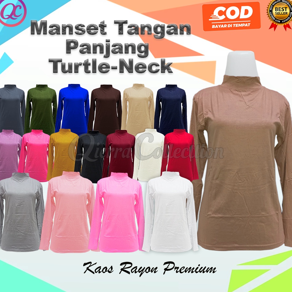 Jangan Ketinggalan order Baju Manset Lengan Panjang Wanita Bahan Rayon Kerah Leher Turtle Neck Polos