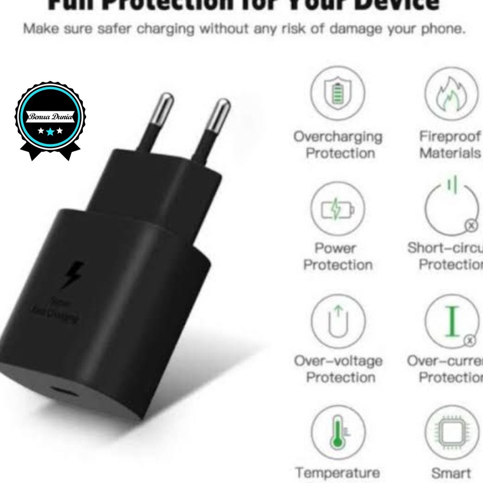 Adaptor Kepala batok Charger Casan Samsung Galaxy A33 A53 A73 5G a32 A52 a72 A52S note 1 note 2 S21 