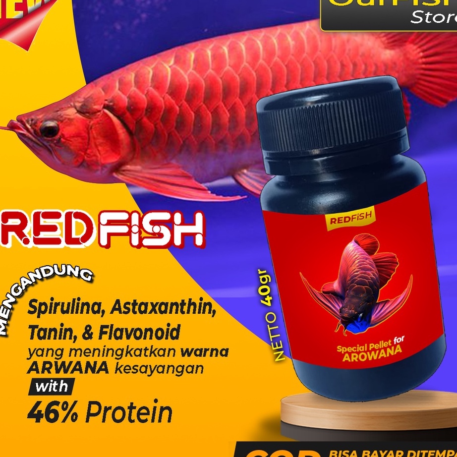 Khusus Pelet Ikan Arwana REDFISH Makanan Pakan Ikan Arwana Super Red Golden Red Silver Red Jardini Silver