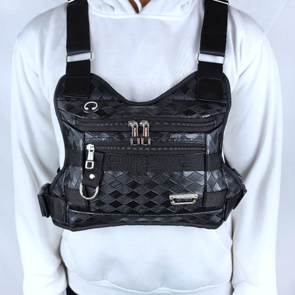 Grosiran Murah TAS SELEMPANG DADA Chest Bag Kulit PU Leather Water Resistant Tas Dada Tactical Chest