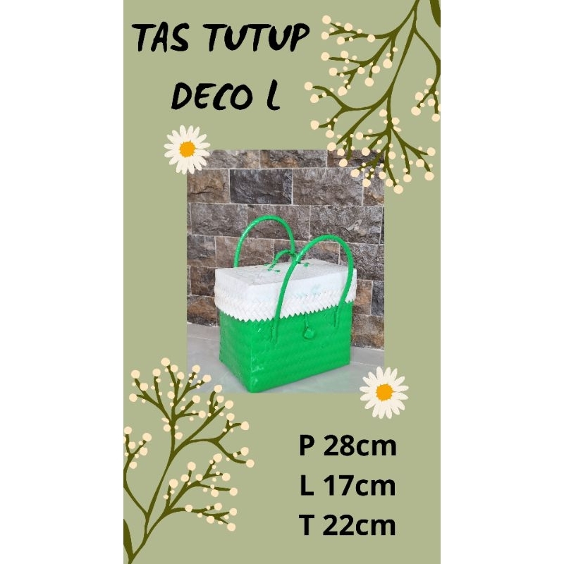 Tas tutup Deko L/tas lebaran/tas pasar/tas anyaman plastik/tas anyaman/tas anyaman modern