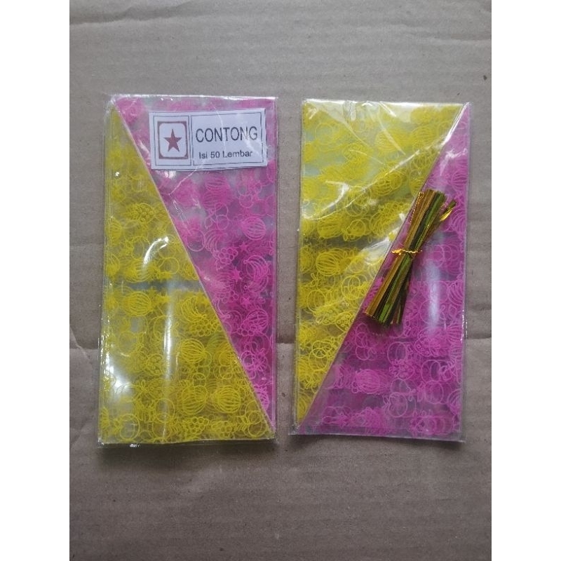 PLASTIK CONTONG/PLASTIK SEGITIGA/PLASTIK KACANG/METE+tali kawat(isi 50pcs)
