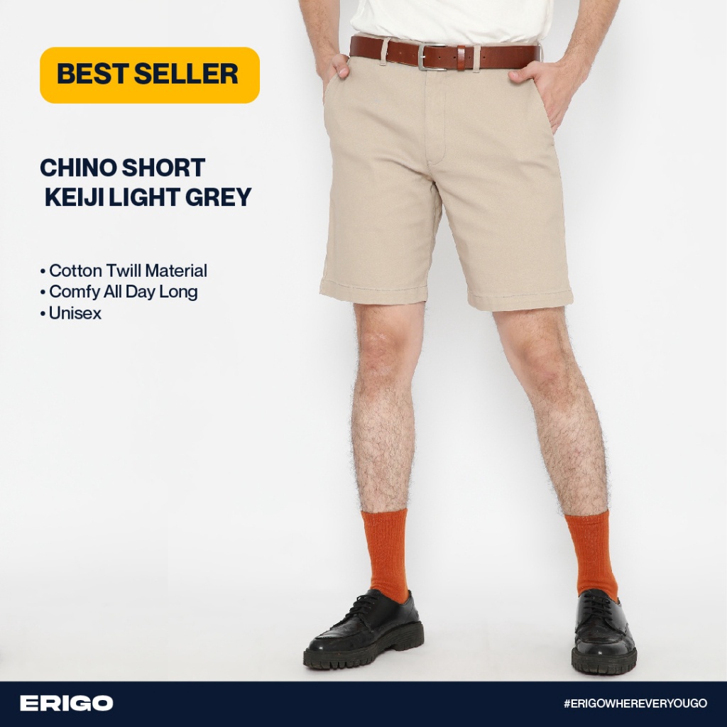 Terbaru dan terlaris Erigo Chino Short Pants Keiji Light Grey