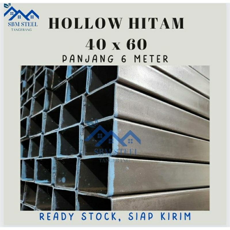 Besi Hollow Hitam 40x60 Tebal 1,2mm Panjang 6 Meter