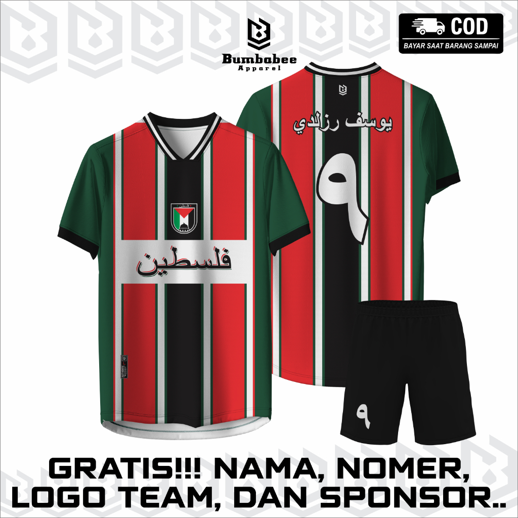 Bumbabee Jersey Bola Futsal Printing Gratis Nama Nomer Bahan Drifit Motif Palestina Tulisan Bisa Ara