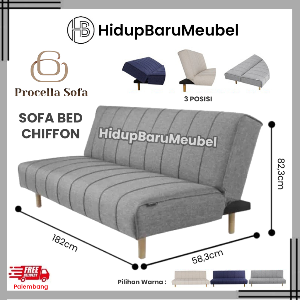 Sofa bed CHIFFON / sofabed Procella chiffon / sopa ruang tengah lipat minimalis retro / kursi tamu t