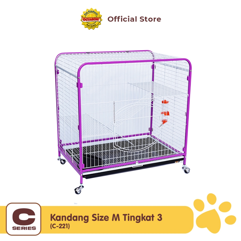 OCTAGON Kandang Kucing Tingkat 3 | Kandang Tingkat | Kandang 3 Lantai | C-221