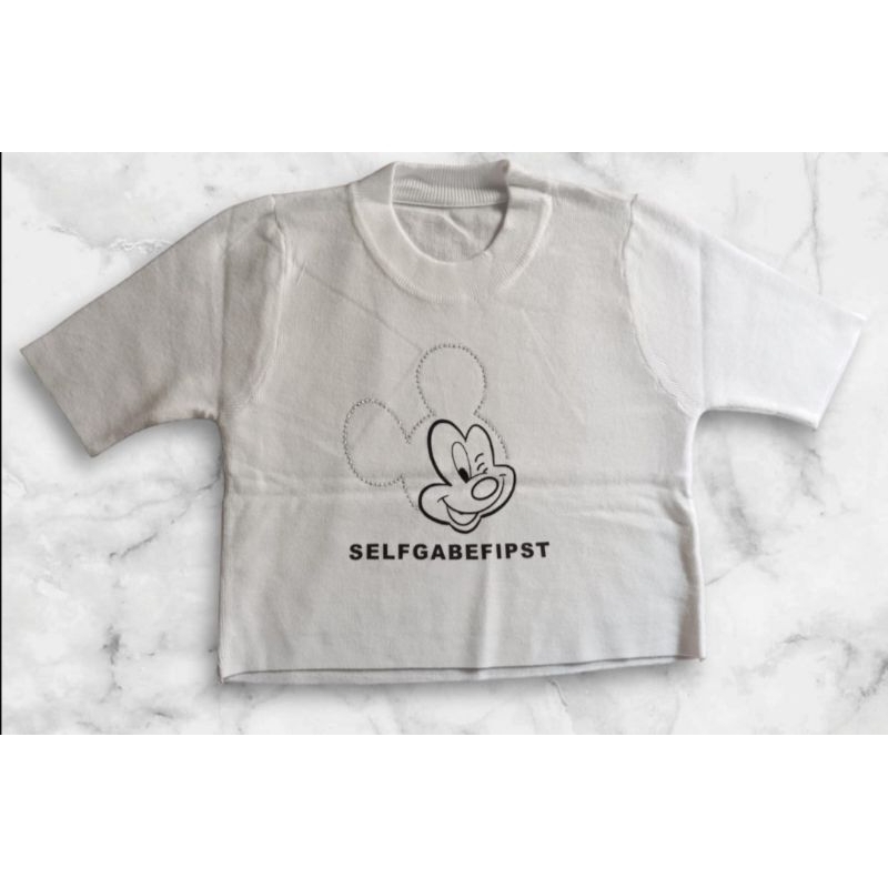 Baju Rajut Crop Mickey Mouse/Baju Wanita Rajut Mickey mouse