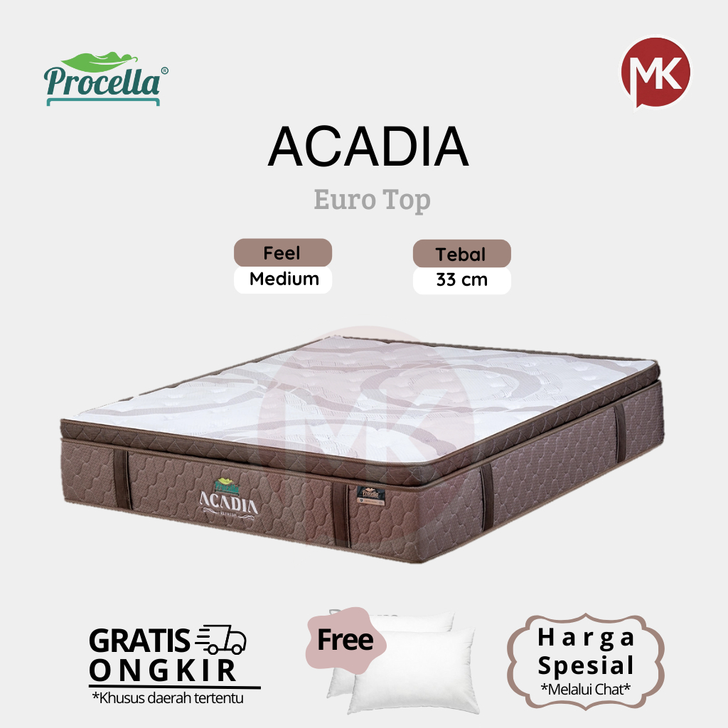 Kasur Springbed 180x200 Procella Acadia EuroTop Plushtop Pillowtop Medium Feel 31 cm (Kasur Saja)