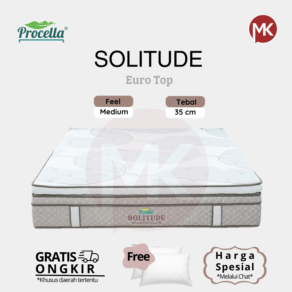 Kasur Springbed 180x200 Procella Solitude EuroPlushtop EuroTop Plushtop Pillowtop Medium 35 cm (Kasu