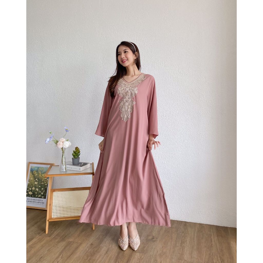 BAJRA KAFTAN - Gamis Wanita - Kaftan Bordir Lebaran - Baju Lebaran - Kheva Mauza