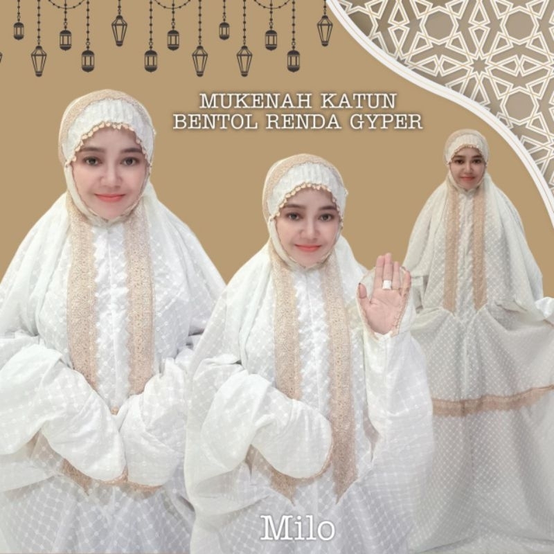 Mukena Terusan Dewasa Katun Bentol Renda Gyper