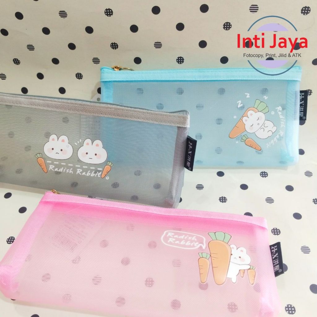 

Dompet Pensil Kain/ Tempat Pensil Jaring Motif Rabbit Wortel