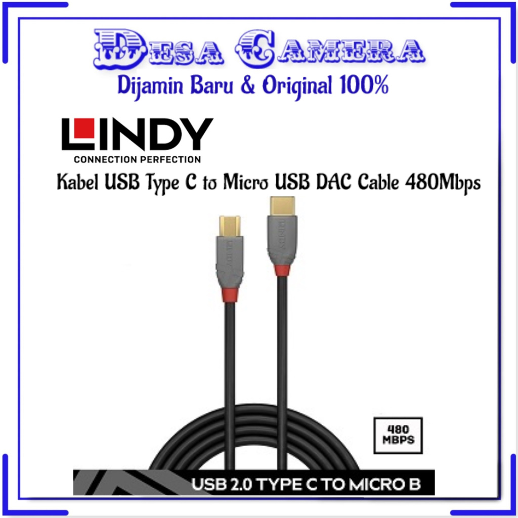 LINDY 36891 1M Kabel USB Type C to Micro USB DAC Cable 480Mbps