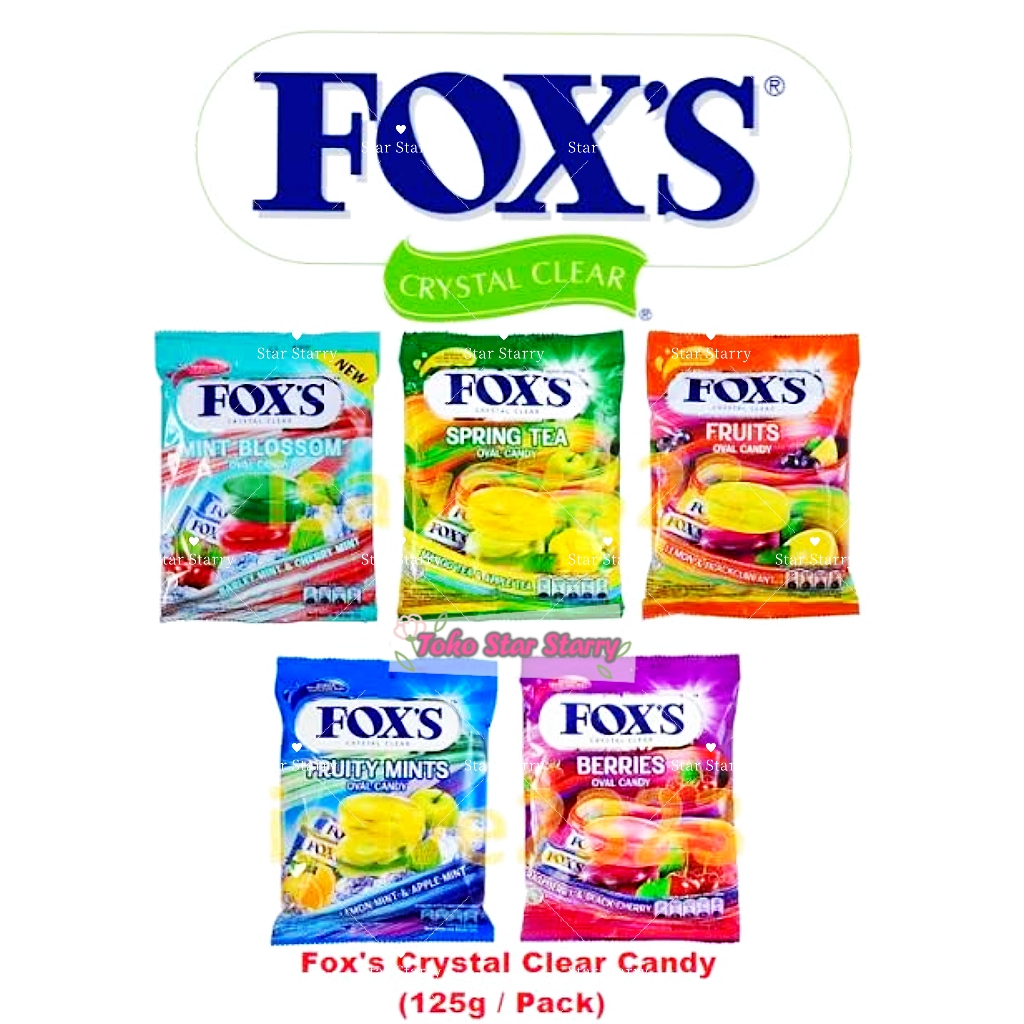 

[Per Bungkus] PERMEN FOX'S FOXS FOX CRYSTAL CLEAR FRUITS BAG 125GR Permen Viral Halal Mui Permen Fox Oval