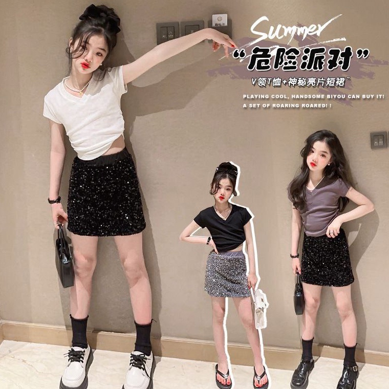 GYQ526 PALING AMPUH JEWELS KIDS MYEONGA BLINK SETSETELAN ROK SEQUIN ANAK TANGGUNG IMPORTSETELAN ROK 