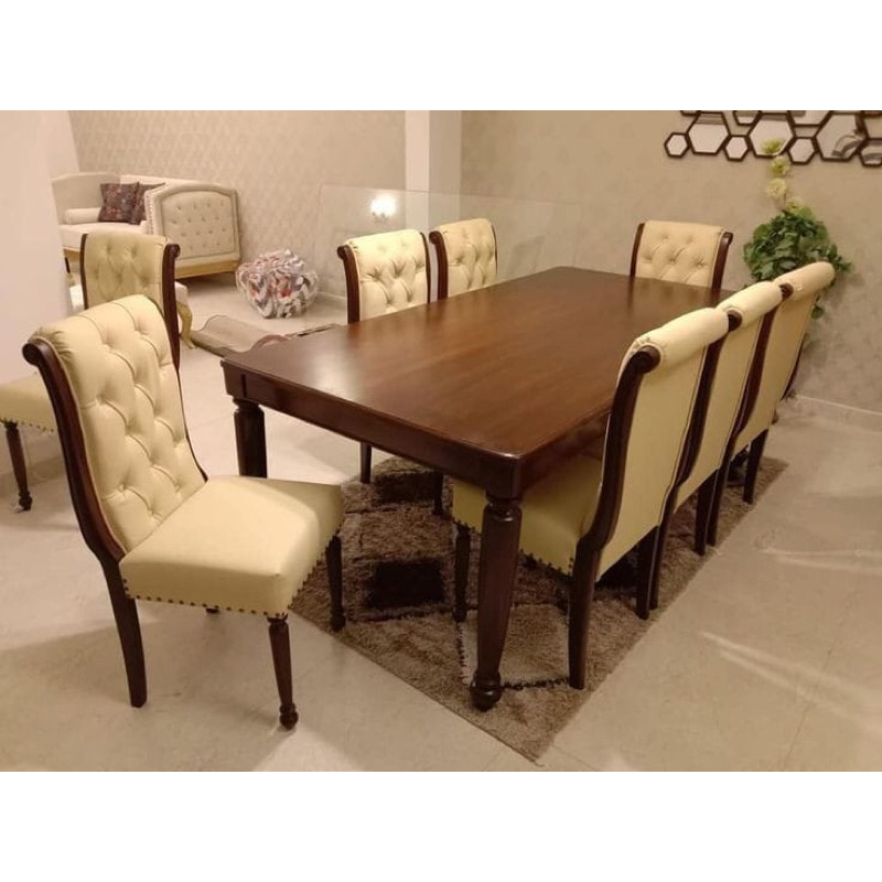 Amiqfurniture - Set Meja Makan 8kursi/ Meja Makan Kayu