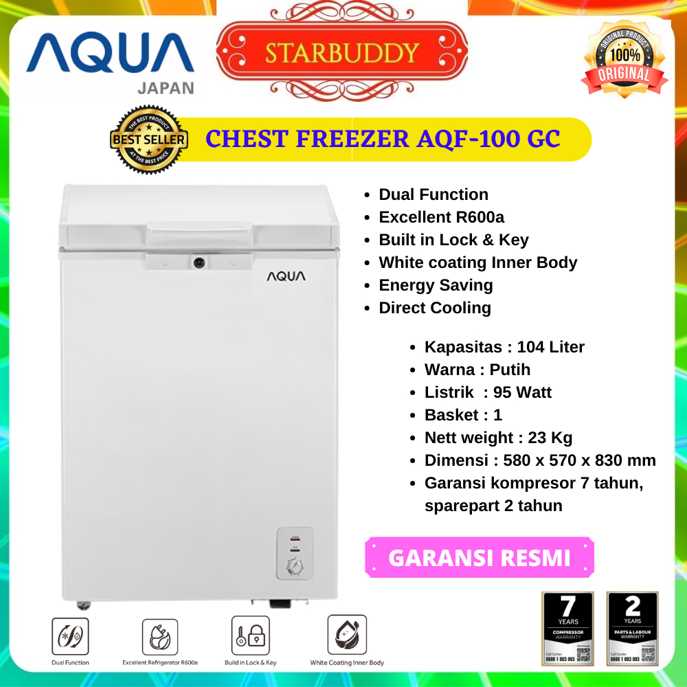 CHEST FREEZER AQUA AQF-120MC / AQF120MC / 120MC KAPS 100LITER