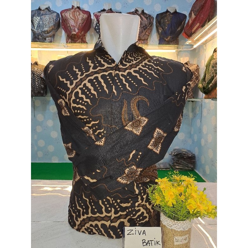 Kemeja batik pria lengan panjang warna coklat