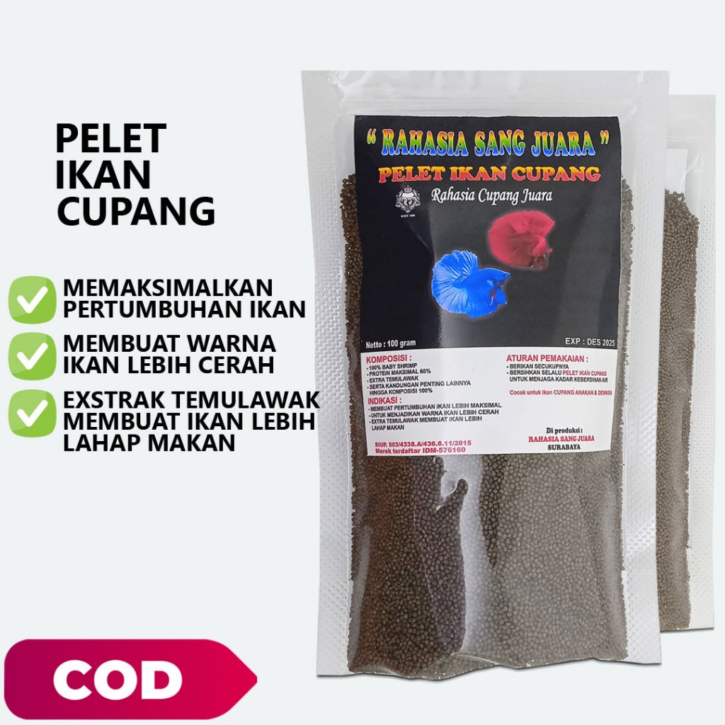 PELET IKAN CUPANG UNTUK WARNA DAN IKAN LEBIH BAGUS 100g