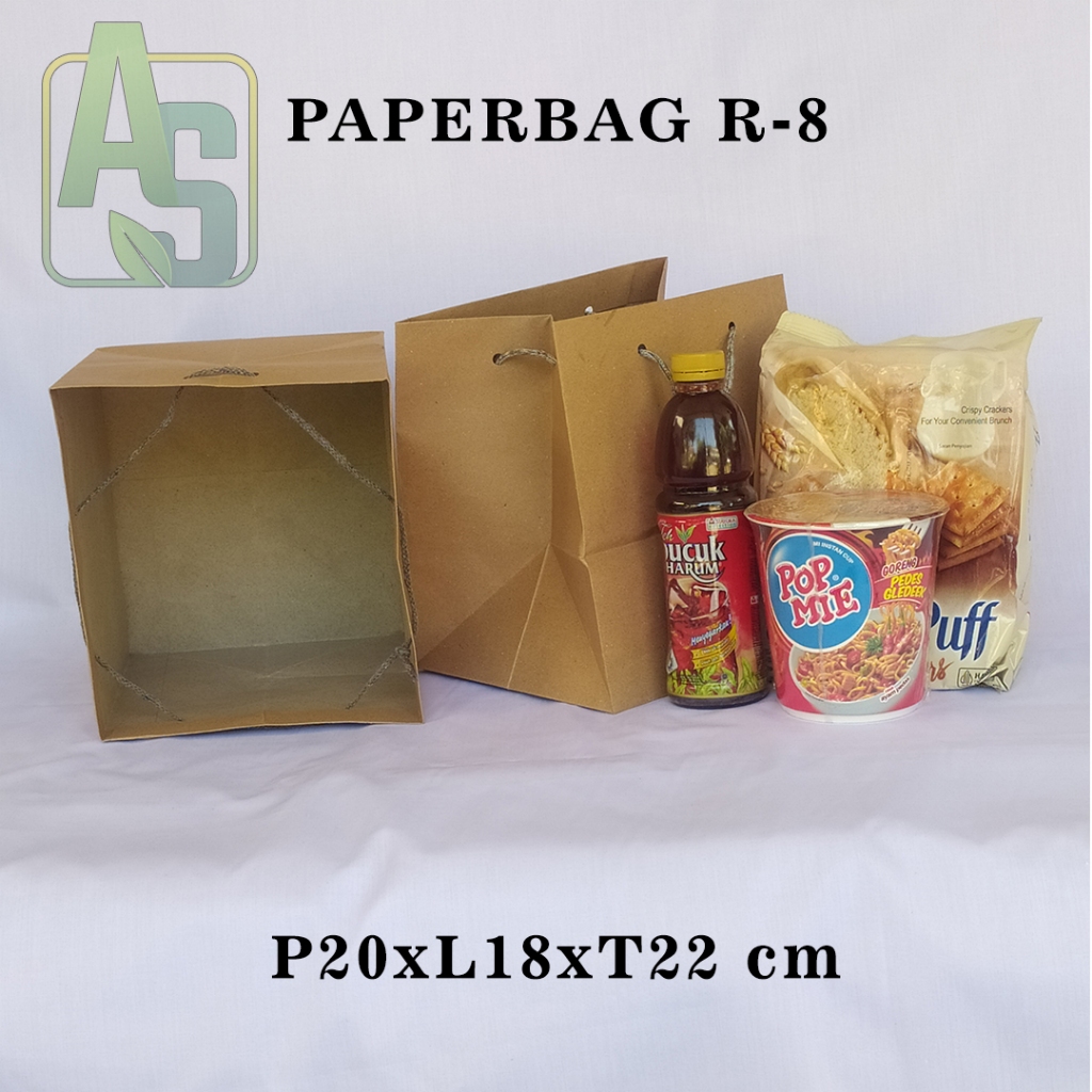 

PAPERBAG R-8 COKELAT POLOS UKURAN P20 X L18 X T22 CM