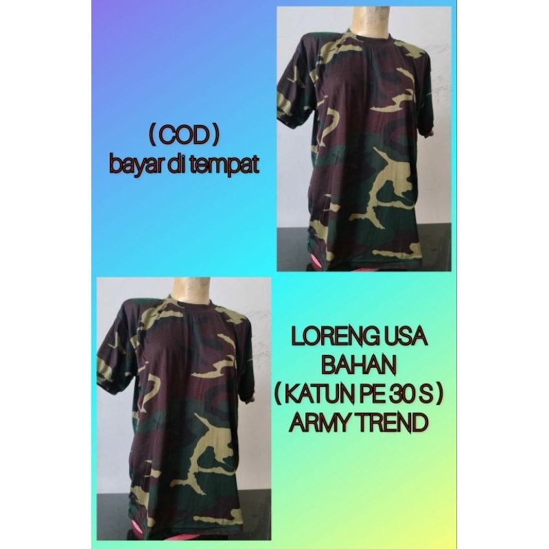PROMO KAOS LORENG USA LENGAN PENDEK / KAOS LORENG TNI / KAOS LORENG ARMY LENGAN PENDEK ORIGINAL