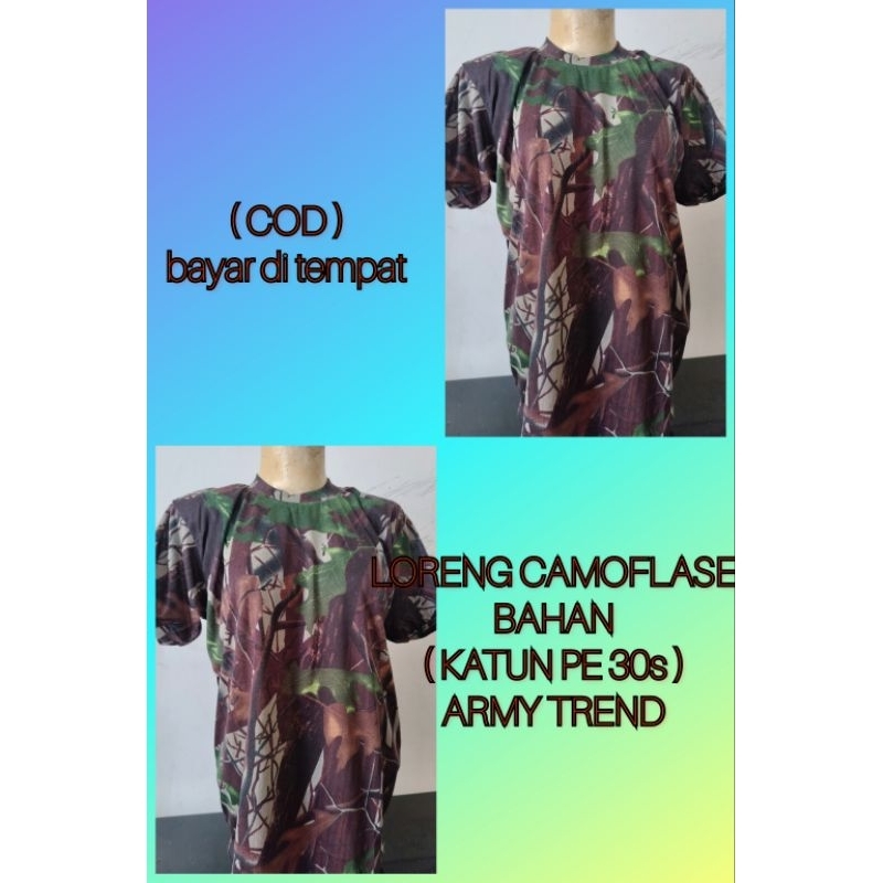 PROMO KAOS LORENG CAMOFLASE LENGEN PENDEK / KAOS LORENG TNI / KAOS ARMY LEMGAN PENDEK ORIGINAL
