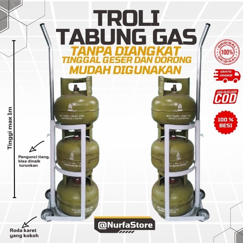 TROLI GAS 3KG TANPA DIANGKAT BISA 3 SUSUN