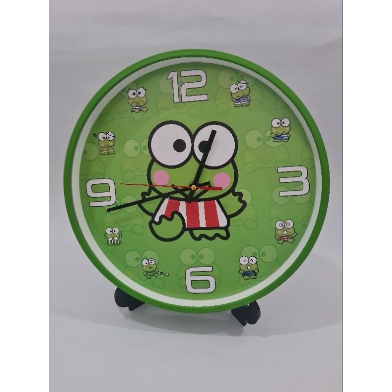 Jam dinding ogana / jam dinding kerop-keroppi / jam dinding hijau / jam dinding anak / jam dinding l
