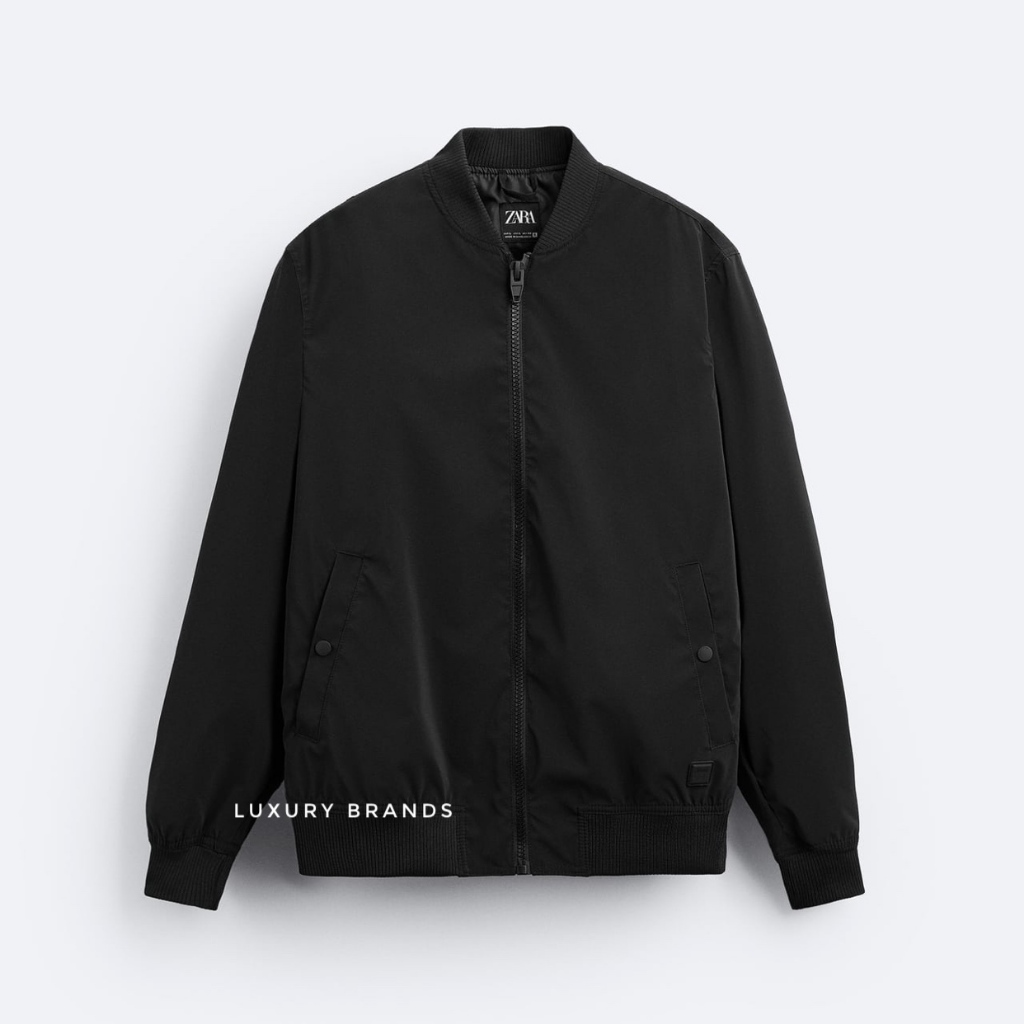Jaket Bomber ZARA Man Original Lightweight Bomber Jacket Black