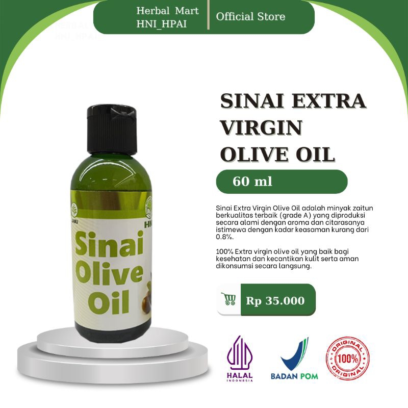 Herbal Mart _ HNI.HPAI (100% Produk Original) Sinai Extra Virgin Olive Oil | Minyak Zaitun Hni_Hpai  60 ml kaya akan manfaat