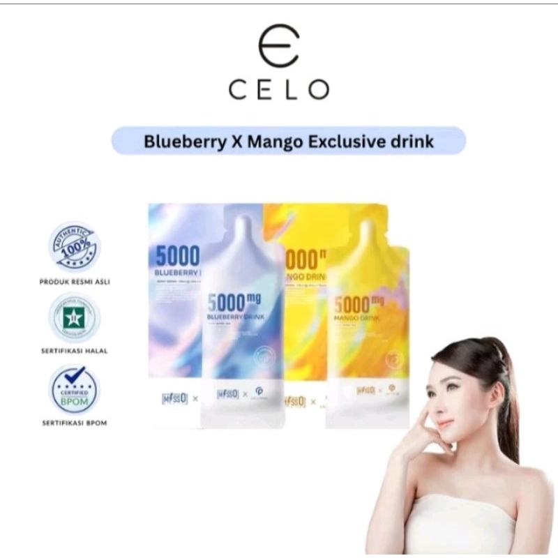 Celo Prime Whitening 7x Collagen Drink Manggon Blueberry
