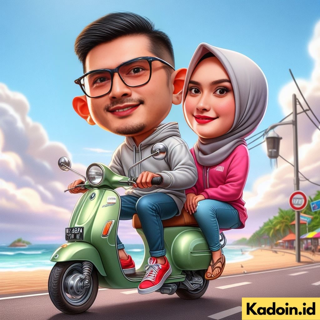 Jasa Edit Karikatur Motor Matic Untuk Kado Ulang Tahun/Wisuda/Anniversary/Pernikahan dll