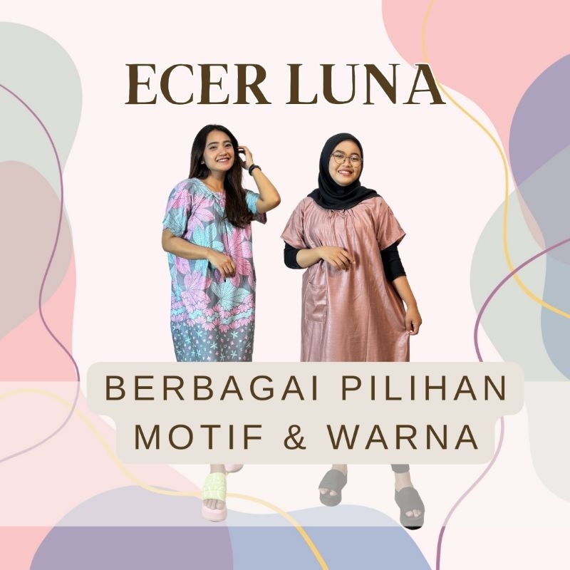 [ECER] Daster Luna Motif & Polos Bahan Katun Rayon Premium Dress [REMBUN BATIK]
