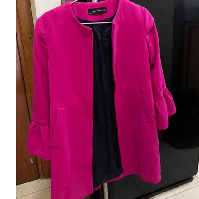 preloved ZARA coat blazer 100% original, made in maroco in fushcia pink