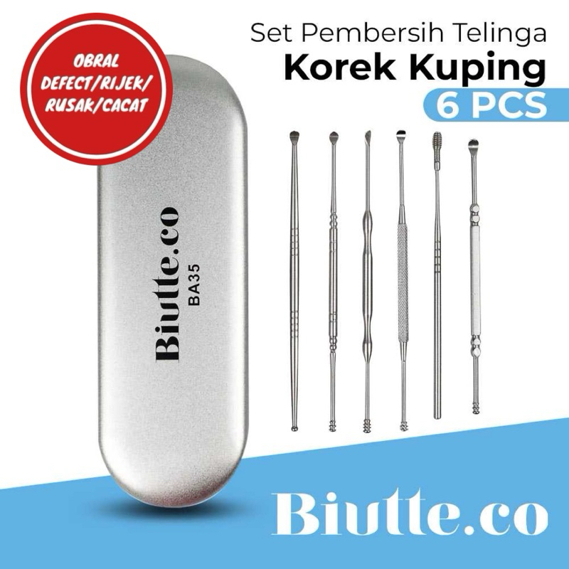 [OBRAL RIJEK] Set Pembersih Telinga Korek Kuping Stainless Steel 6 PCS - BA35