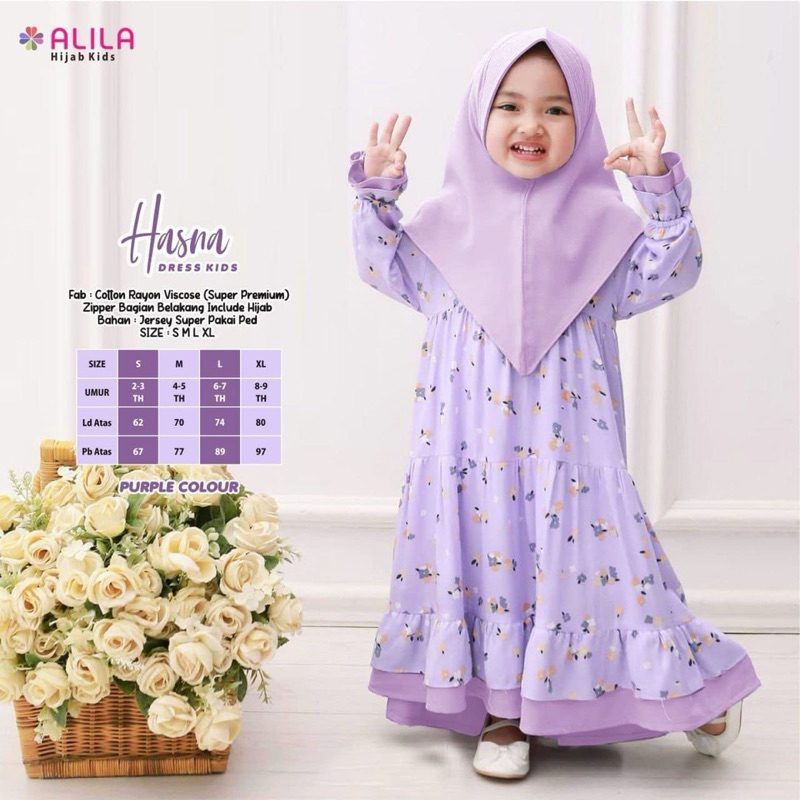 HASNA DRESS ANAK GAMIS SET HIJAB - ALILA