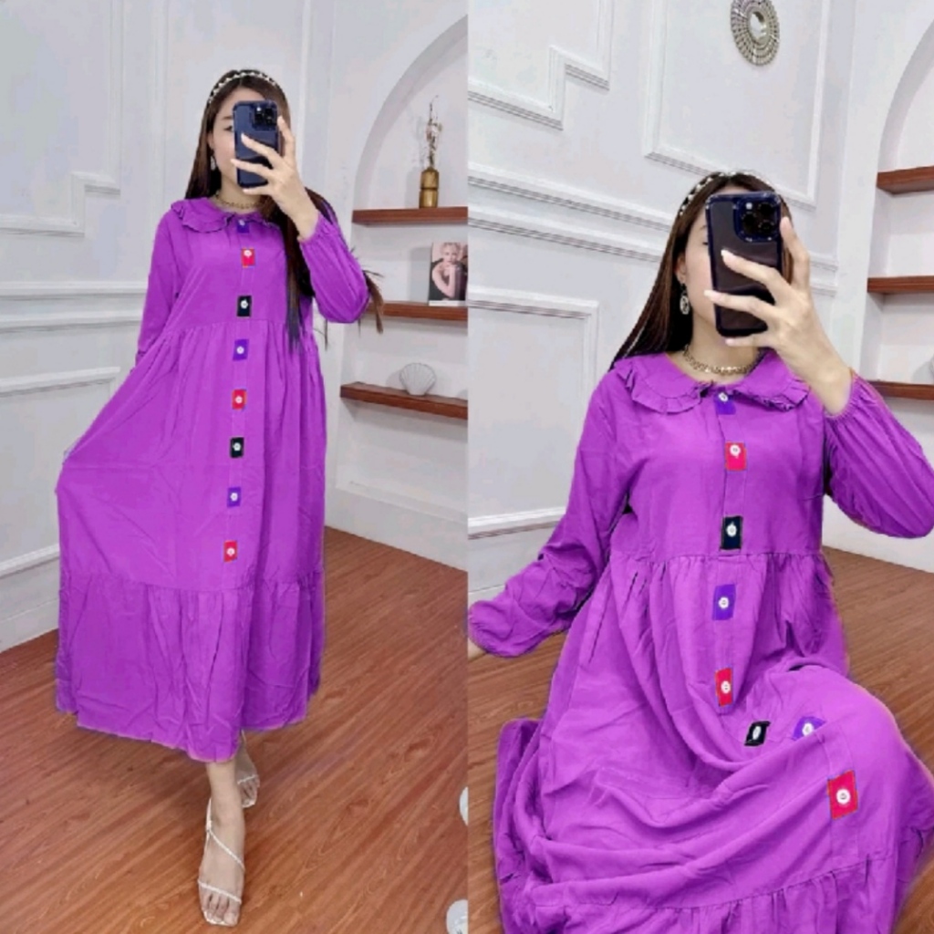 Gamis glessa viral - gamis loly ld 110 pb 130 - gamis midi kekinian-GLESSA NEW LAVENDER