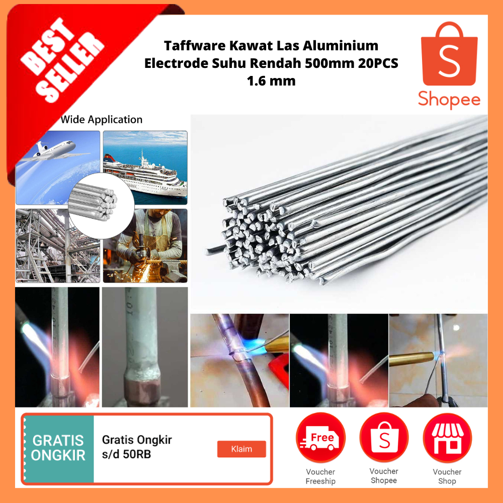 Kawat Las Aluminium Electrode Suhu Rendah 500mm 20PCS 1.6 mm / Batang Las Perbaikan Suhu Rendah Bata